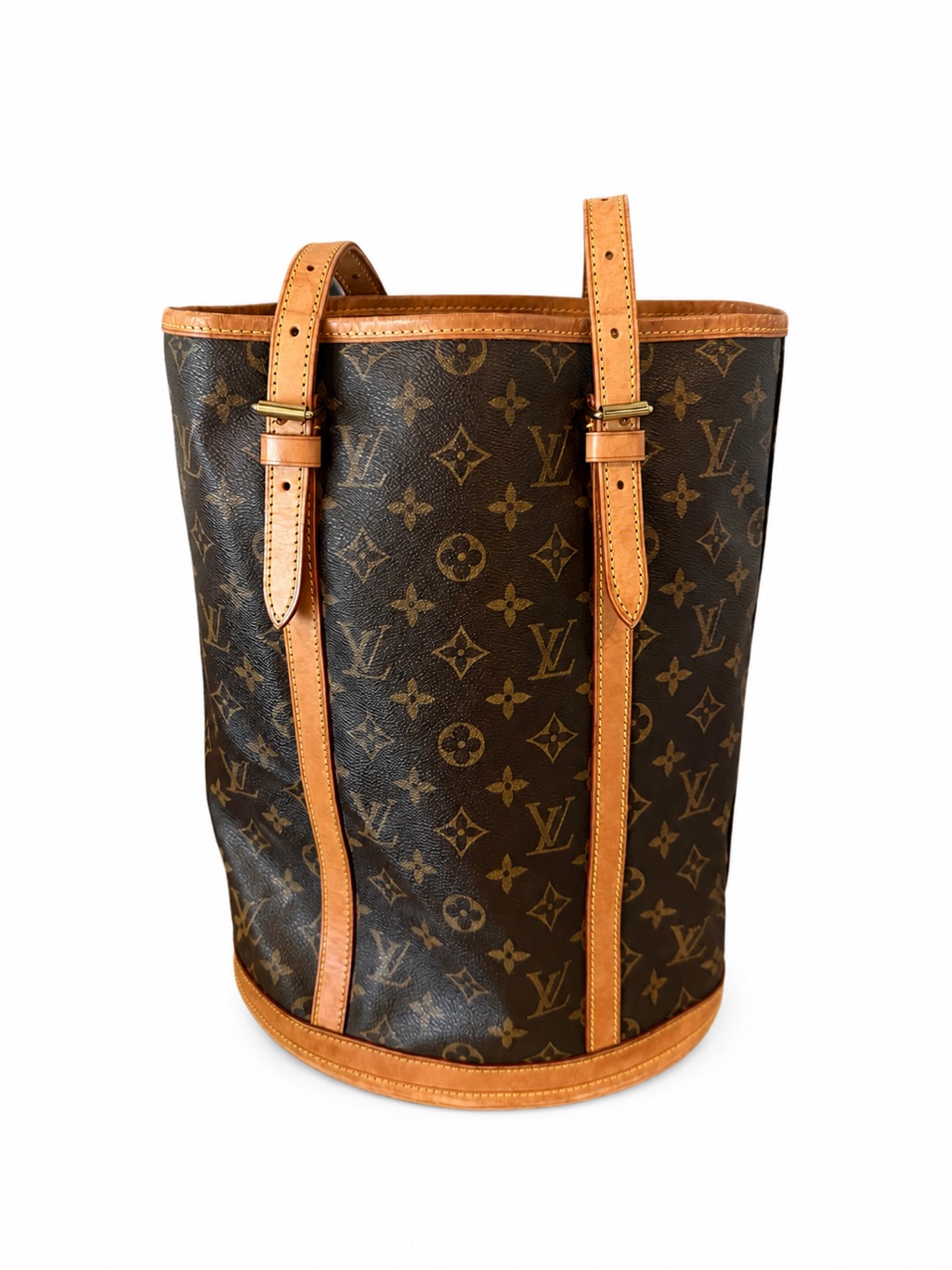 Louis Vuitton Gm Bucket Bag With Tan Leather Trim Insert Included